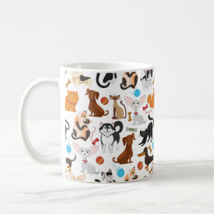 Café Caneca de Gatos e Cachorros Fofos