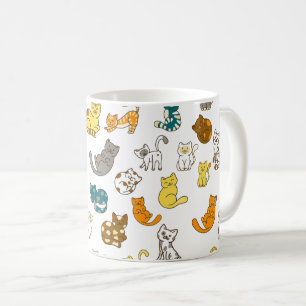 Café Caneca de Gatos Listrados Pontilhados Caprichosos