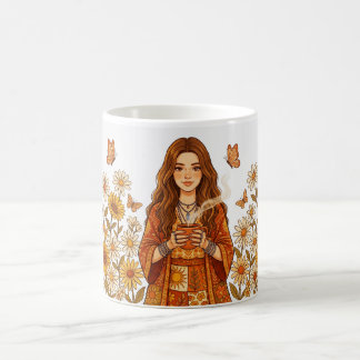 Café caneca de girassóis