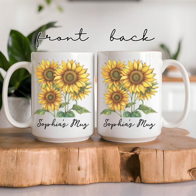 Café Caneca de Girassol para Mulheres, Presente Persona (personalized mug, girl mug, women mug, mom gift, grandma gift, student gift, birthday mug, Mother)