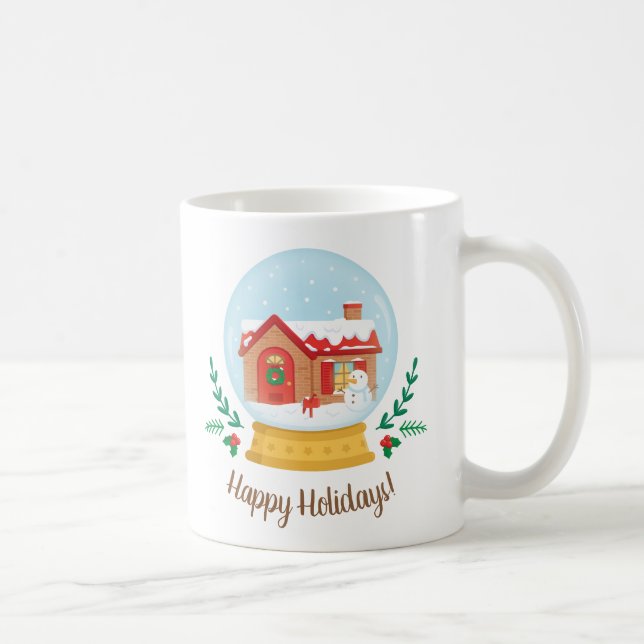 Café Caneca de Globo de Neve de Natal Casa de Campo e B (Direita)
