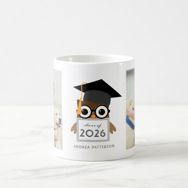 Café Caneca de Graduação de Coruja Geek Fofa com Duas F (Centro)