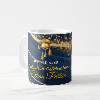 Café Caneca de graduação elegante em azul marinho e dou