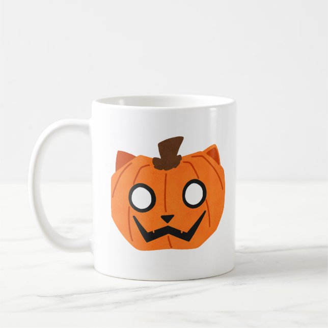 Café Caneca de Halloween Abóbora Gato Jack-O-Lantern (Esquerda)