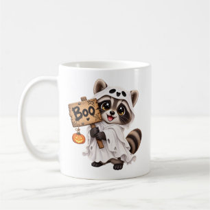 Café Caneca de Halloween BOO Fantasma de Guaxinim Fofin