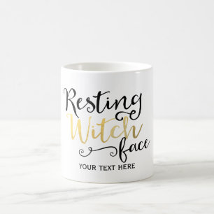 Café Caneca de Halloween com Rosto de Bruxa Relaxada