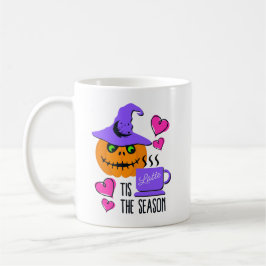 Café Caneca de Halloween com Temas de Abóbora e Especia
