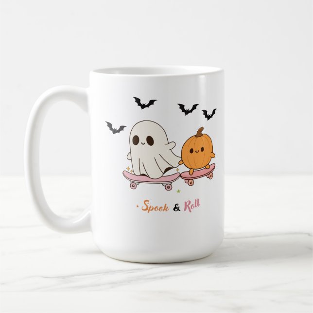 Café Caneca de Halloween de fantasma e abóbora fazendo  (Esquerda)