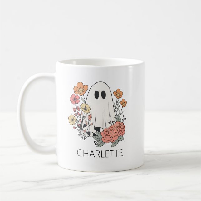Café Caneca de Halloween de Fantasma Fofo, Caneca de Ca (Esquerda)