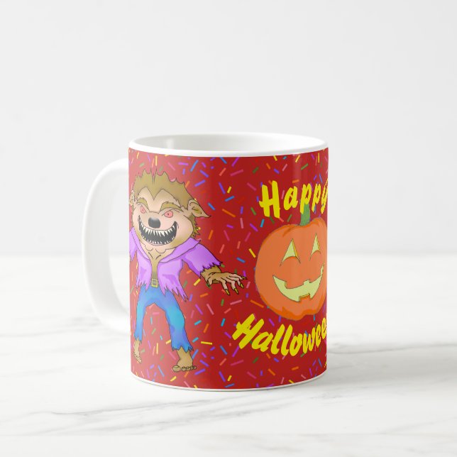 Café Caneca de Halloween de Lobisomem (Frente Esquerda)