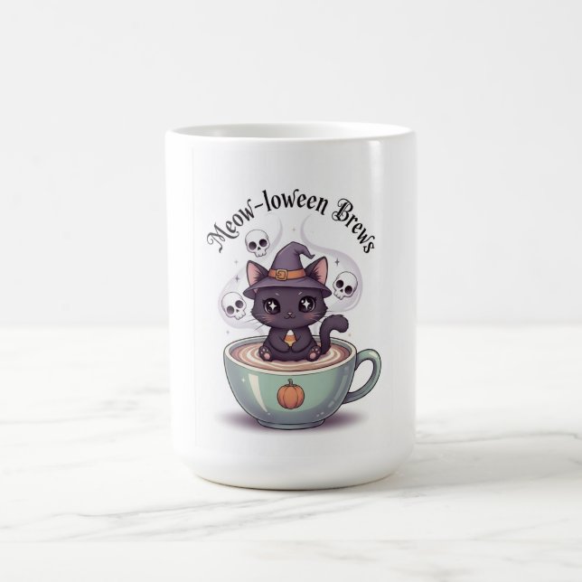 Café Caneca de Halloween do Gato Gótico Kawaii - Pumpki (Centro)