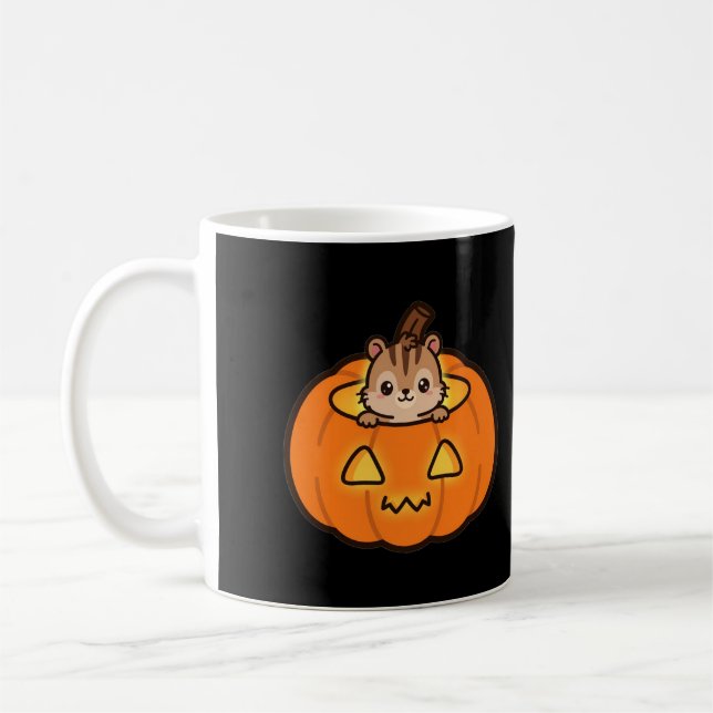 Café Caneca de Halloween Esquilo Abóbora (Esquerda)