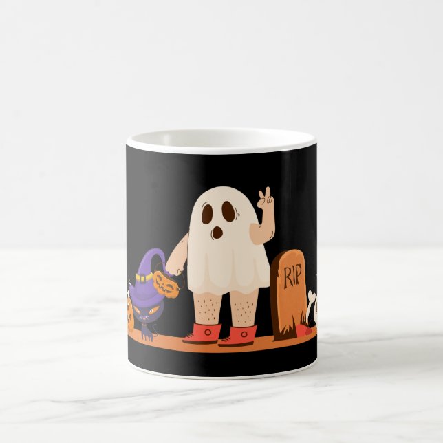 Café Caneca de Halloween Spooky - Abóbora, Espírito e D (Centro)