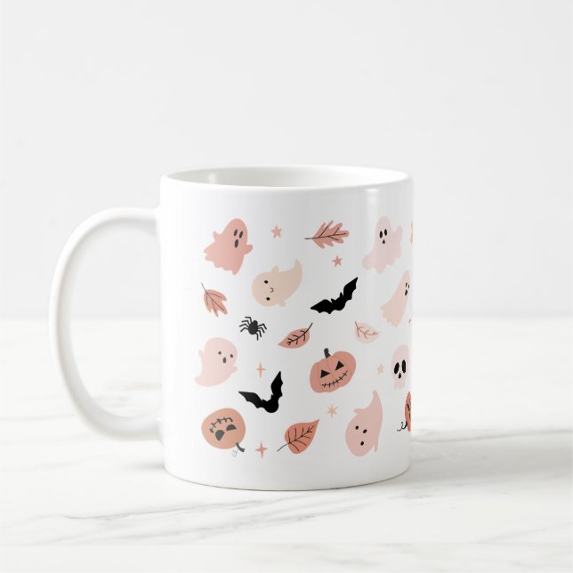 Café Caneca de Halloween Spooky - Abóbora, Espírito e D (Esquerda)