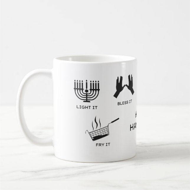 Café Caneca de Hannukah - Abençoe, Acenda, Faça (Esquerda)
