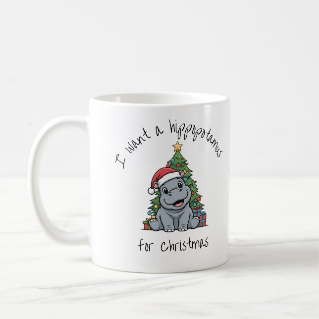 Café Caneca de Hipopótamo Bebê de Natal (Esquerda)