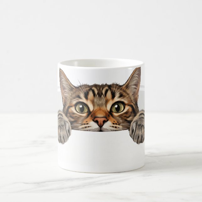 Café Caneca de Ilusão Óptica de Gato 3D Engraçado Espia (Centro)