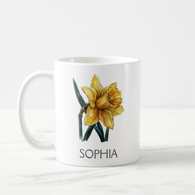Café Caneca de Ilustração Botânica - Narciso Amarelo (Esquerda)