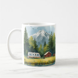 Café Caneca de Ilustração de Acampamento de Caravana Cê