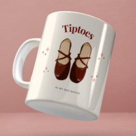 Café Caneca de Ilustração de Sapatos Vermelhos em Aquar