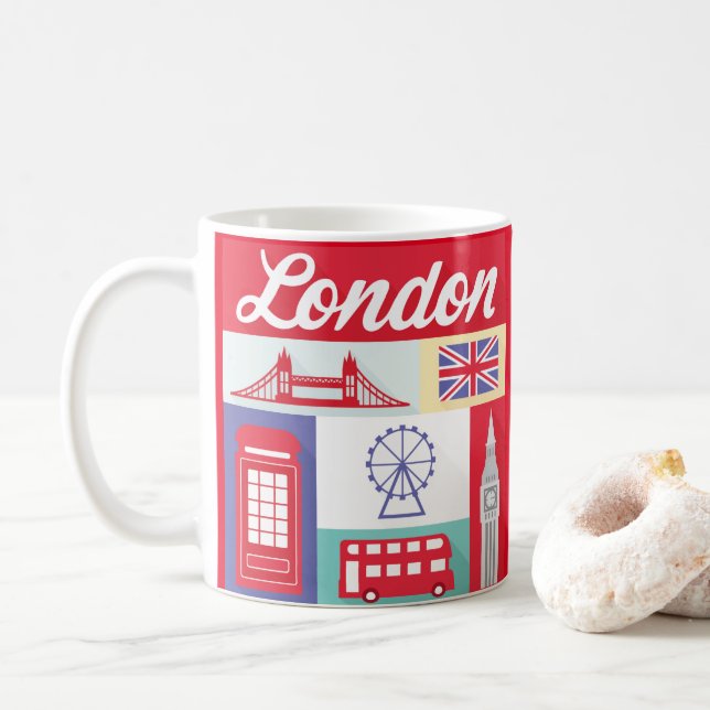 Café Caneca de Inglaterra Grâ Bretanha Reino Unido da (Com Donut)