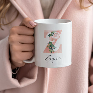 Café Caneca de Inicial de Aquarela Floral - Z