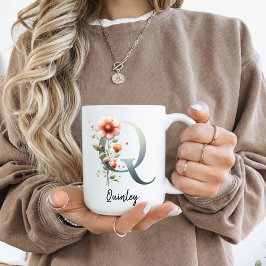 Café Caneca de Inicial de Flor Silvestre Personalizada
