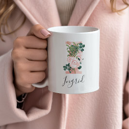 Café Caneca de Inicial em Aquarela Floral - I