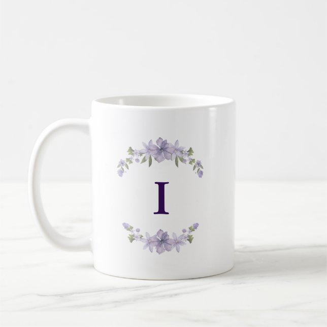 Café Caneca de Inicial Floral Personalizada | Presente  (Esquerda)