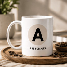 Caneca de Inicial Moderna – Design “A é para [Nome