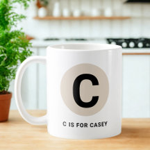 Caneca de Inicial Moderna – Design “C é para [Nome