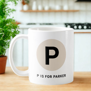 Café Caneca de Inicial Moderna – Design “P é para [Nome