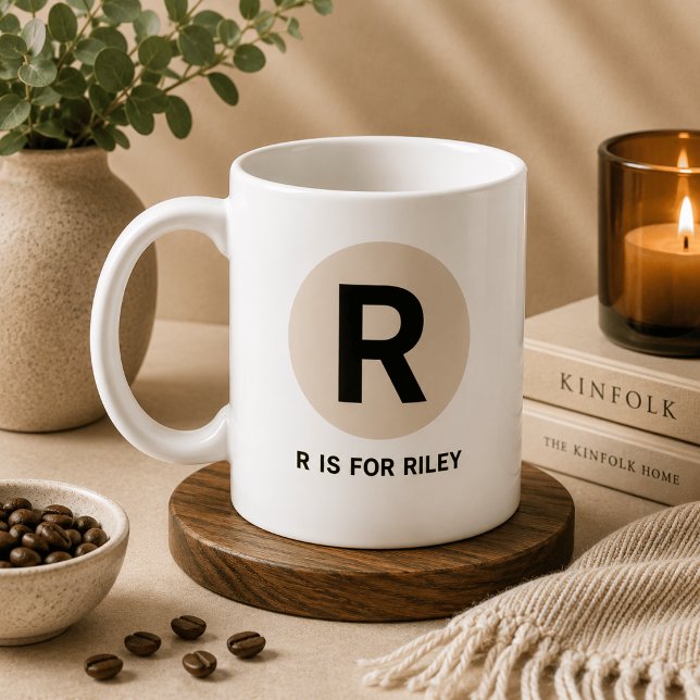 Café Caneca de Inicial Moderna – Design “R é para [Nome (Criador carregado)