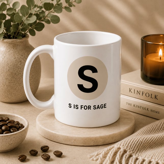 Café Caneca de Inicial Moderna – Design “S é para [Nome (Criador carregado)