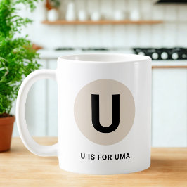 Café Caneca de Inicial Moderna – Design “U é para [Nome