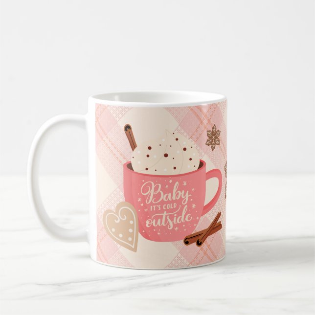 Café Caneca de Inverno de Chocolate Quente Bebê Está Fr (Esquerda)