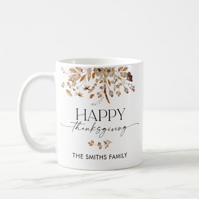 Café Caneca de Jantar de Ação de Graças com Folhas de O (Esquerda)