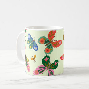 Café Caneca de Jardim de Borboletas Coloridas