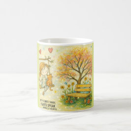 Café Caneca de Jardim de Menina Caprichosa e Gato Laran