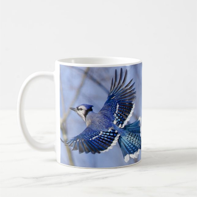 Café Caneca de Jay azul em vôo (Esquerda)