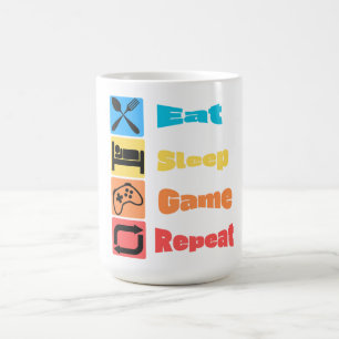 Café Caneca de jogador engraçada "Comer Dormir Jogar Re