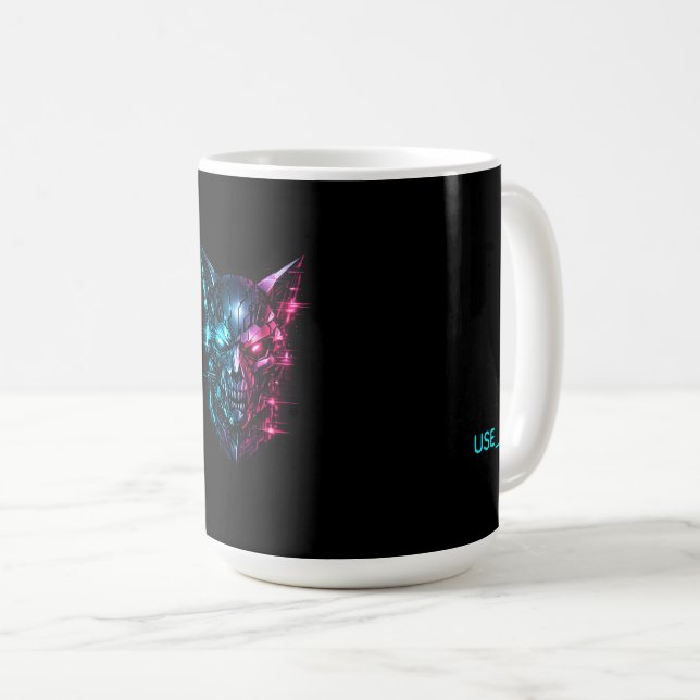 Café Caneca de Jogos Cybernetic Glitch Skull - SYSTEM_G (Frente Esquerda)