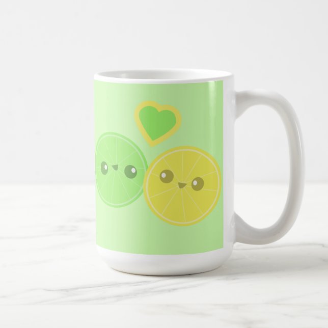 Café Caneca de Kawaii do coração do limão do limão (Direita)