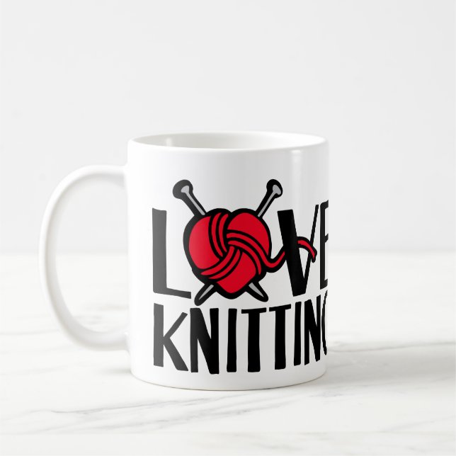 Café Caneca de lã gráfica de tricô amor (Esquerda)