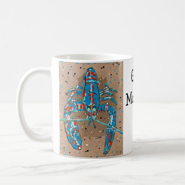 Café Caneca de Lagosta Abstrata Vibrante (Esquerda)
