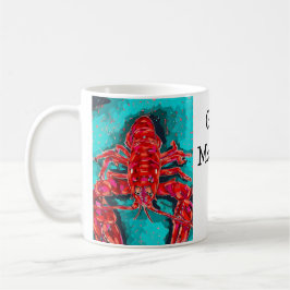 Café Caneca de Lagosta Abstrata Vibrante