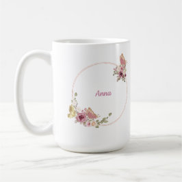 Café Caneca de Latte Borboleta Floral em Rosa Dourado –