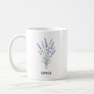 Café Caneca de Lavanda em Aquarela Elegante