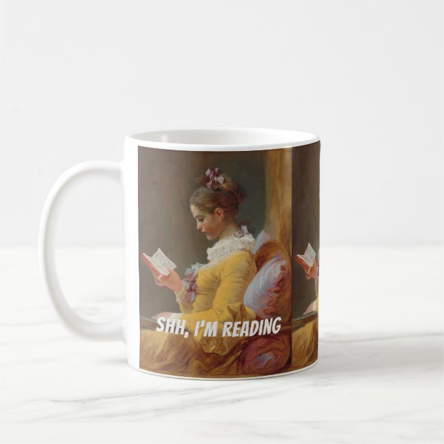 Café Caneca de Leitura Personalizada – Shh Estou Lendo (Esquerda)