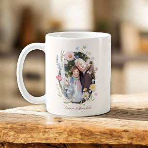 Café Caneca de Lembrança com Foto Floral para Avós